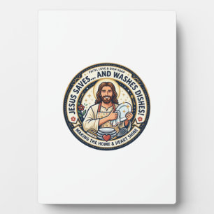 Placa Expositora Camiseta Humor Tareas de Lavandería Jesús Gráfica 