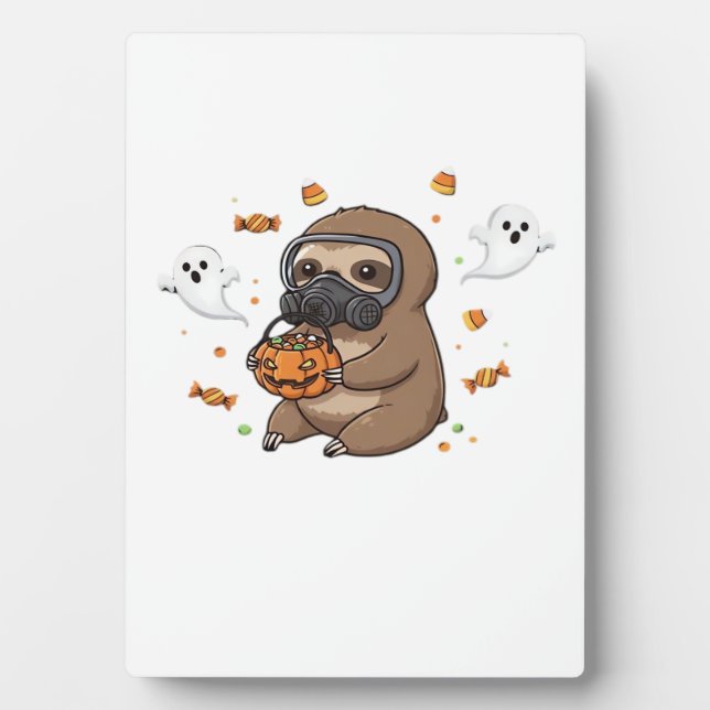 Placa Expositora Camiseta oversize de Halloween con Chibi Sloth Haz (Frente)