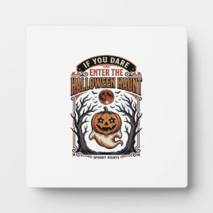 Placa Expositora Camiseta Vintage de Halloween Calabaza Grabada Esp