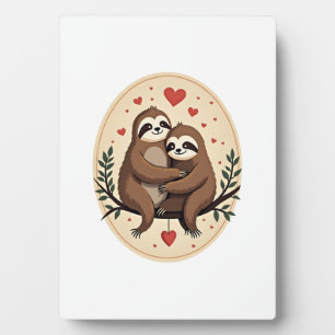 Placa Expositora Camiseta Vintage Sloth Love Retro San Valentín 2