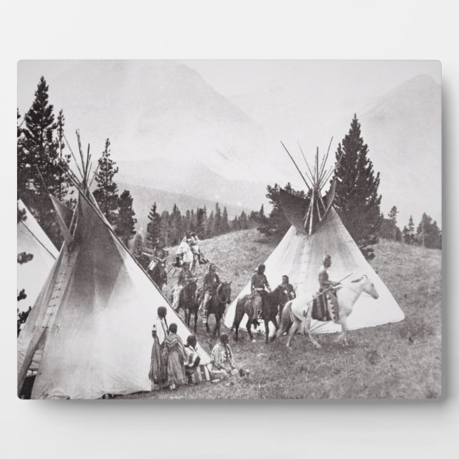 Placa Expositora Campamento nativo americano de tepee, Montana, c.1 (Frente)