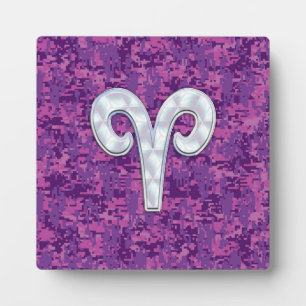 Placa Expositora Camuflaje Digital Símbolo Zodiacal Aries como Perl
