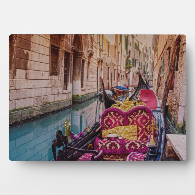 Placa Expositora Canal con gondola tradicional en Venecia, Italia (Frente)
