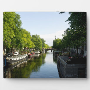 Placa Expositora Canal Escénico de Amsterdam y Casas Flotantes Foto