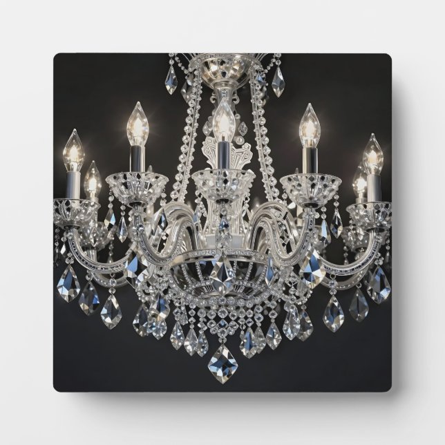 Placa Expositora Candil de Cristal Luxe Plata Brillante (Frente)