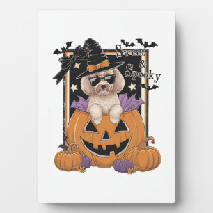 Placa Expositora Caniche y Calabaza Dulces y Espeluznantes