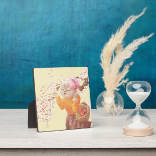 Placa Expositora Cantando gato con cesta de flores