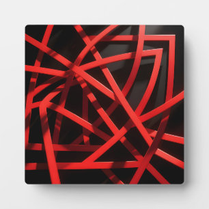 Placa Expositora Caos Abstracto Geométrico Rojo