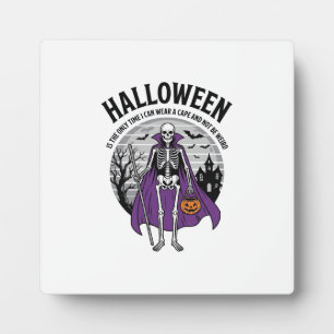 Placa Expositora Capa divertida de Halloween de esqueleto cita dise