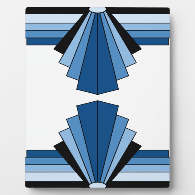 Placa Expositora Capas Art Deco en azul (Frente)
