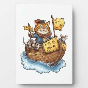 Placa Expositora Capitán Meowbeard - Gráfico Divertido de Gato Pira