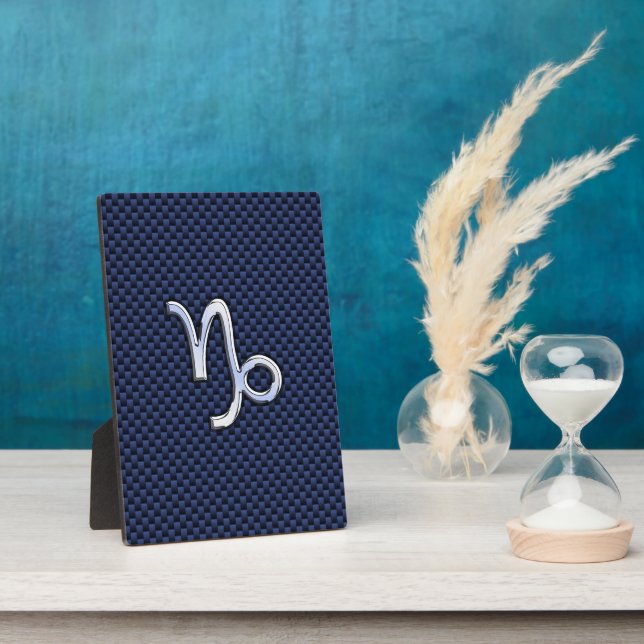 Placa Expositora Capricornio Símbolo zodiaco marina fibra de carbon (Lado)