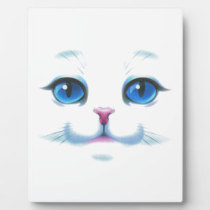 Placa Expositora Cara azul de gato blanco lindo