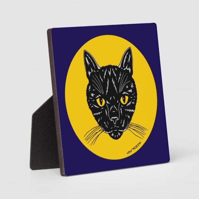 Placa Expositora Cara de gato negro (Anverso)