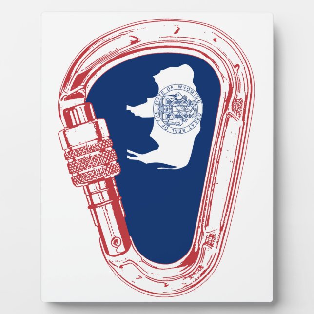 Placa Expositora Carabiner de escalada de bandera Wyoming (Frente)
