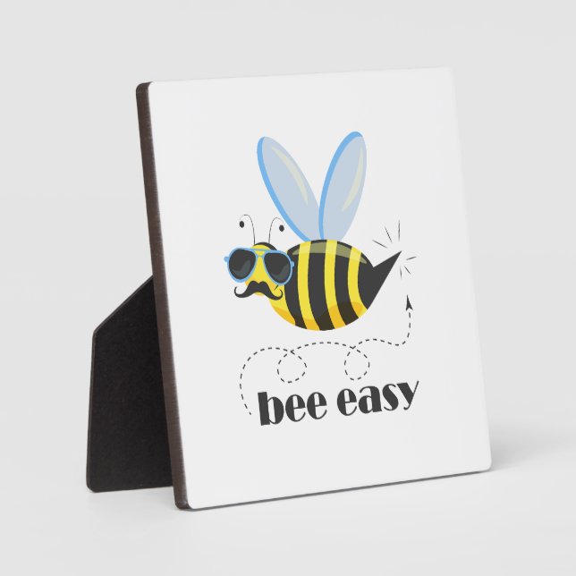 Placa Expositora Carácter de abeja con gafas de sol bigote Bee Fáci (Anverso)