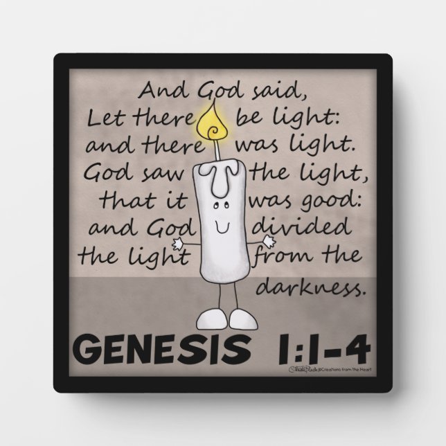Placa Expositora Carácter Light-Genesis-Candlestick creado por Dios (Frente)