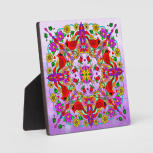 Placa Expositora Cardenal y flores Mandala