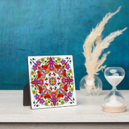 Placa Expositora Cardenal y flores Mandala