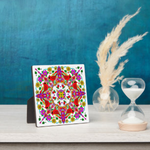 Placa Expositora Cardenal y flores Mandala