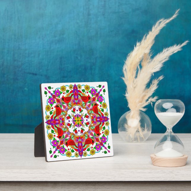 Placa Expositora Cardenal y flores Mandala (in situ)