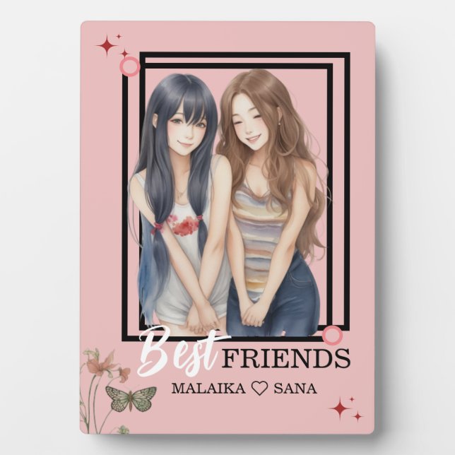 Placa Expositora Caricatura personalizada cara de los mejores amigo (Frente)