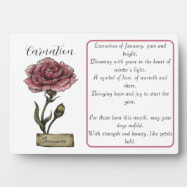 Placa Expositora Carnación de cumpleaños de la flor de nacimiento e