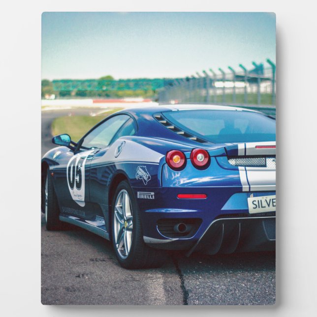 Placa Expositora Carro de carreras azules (Frente)