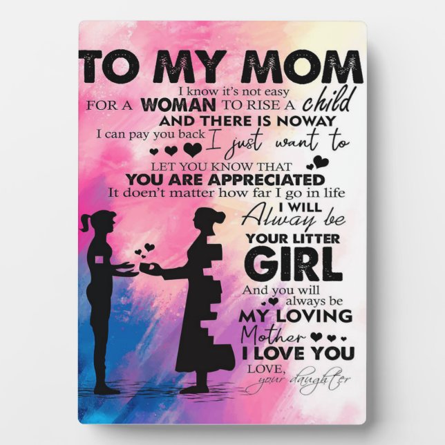 Placa Expositora Carta Adorable A Mamá | Encantador Regalo A Mi Mam (Frente)