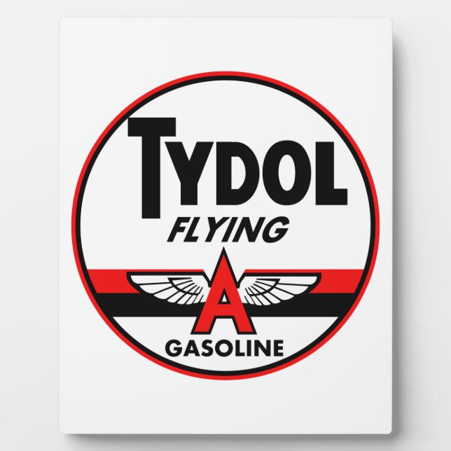 Placa Expositora Cartel antiguo de Tydol Flying Gasoline (Frente)