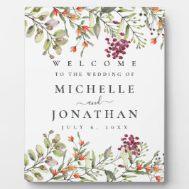 Placa Expositora Cartel de bienvenida para boda en prado de flores 