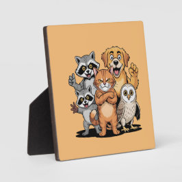 Placa Expositora Cartoon Animal Friends Team Illustration