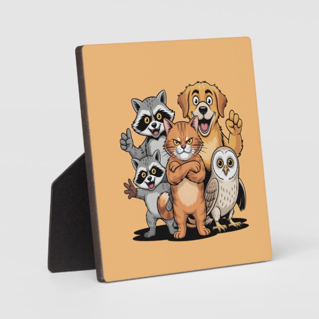 Placa Expositora Cartoon Animal Friends Team Illustration (Anverso)