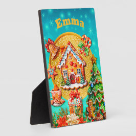 Placa Expositora Casa de Dulces de Jengibre de Navidad y Año Nuevo