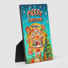 Placa Expositora Casa de Dulces de Jengibre de Navidad y Año Nuevo