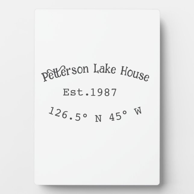 Placa Expositora Casa del lago. Fecha año personalizado coordenadas (Frente)