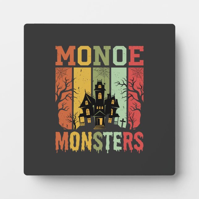 Placa Expositora Casa Embrujada De Halloween Monstruos Retro (Frente)