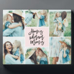 Placa Expositora Casa es donde mamá es Collage de fotos<br><div class="desc">Esta placa personalizado presenta un collage de imágenes y espacio para incluir un mensaje personalizado y nombres. Para una personalización más avanzada de este diseño,  simplemente seleccione el botón "Personalizar It" de arriba.</div>