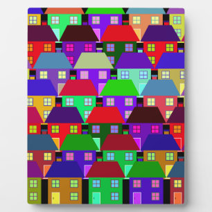 PLACA EXPOSITORA CASAS COLORIDAS COMUNIDADES CASERAS