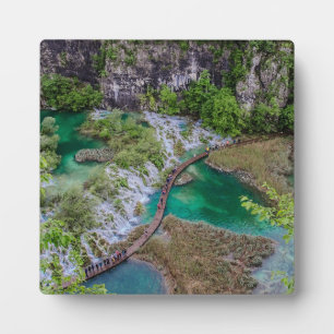 Placa Expositora Cascada de cascada de los lagos Plitvice parque Ca