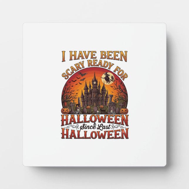 Placa Expositora Castillo Embrujado de Halloween Listo para Asustar (Frente)