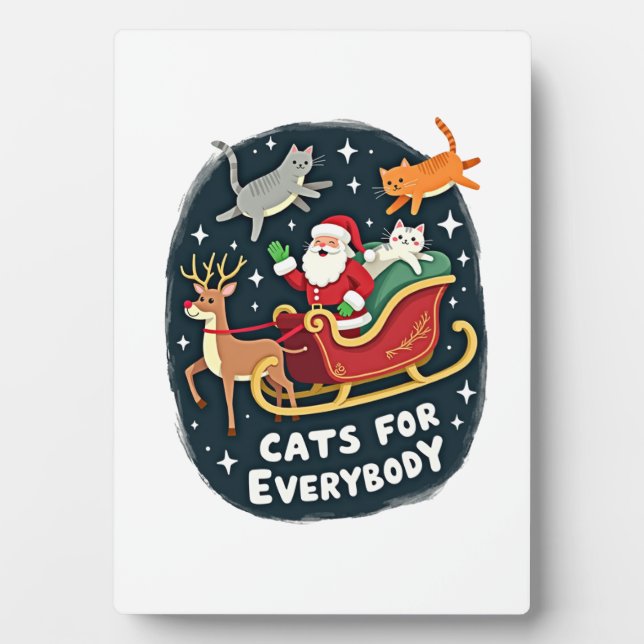 Placa Expositora Cats For Everybody Christmas Cat Funny Xmas Women  (Frente)
