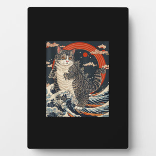 Placa Expositora Catzilla Cat Arte Japonés Gracioso Regalos De Gato