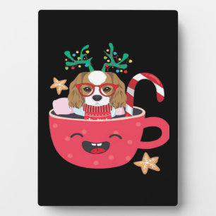 Placa Expositora Cavalier King Charles Spaniel Teacup Navidad Holid
