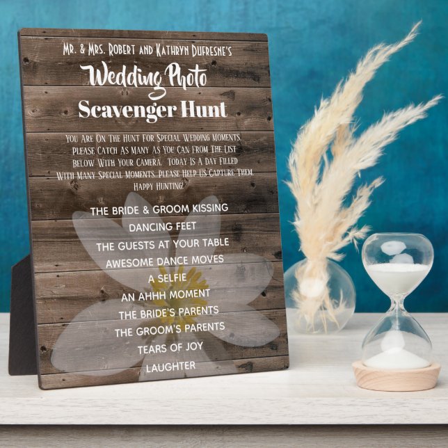 Placa Expositora Caza de boda fotográfico Scavenger (Lado)