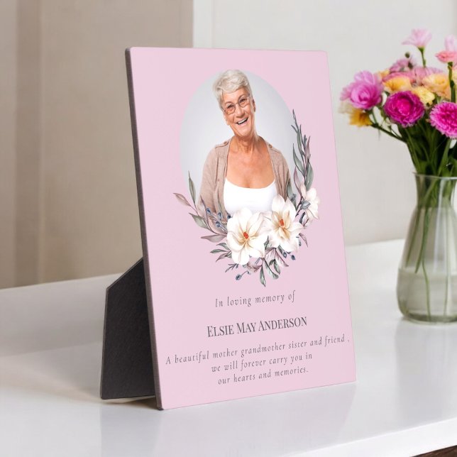 Placa Expositora Celebración de la vida elegante elegante foto keep (memorial,remembrance,sympathy,in loving memory,keepsake,photo template,family,celebration of life,)