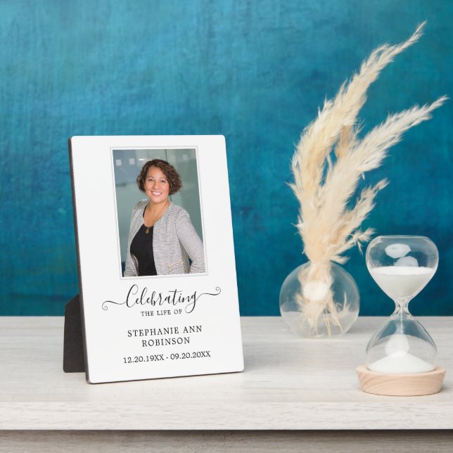 Placa Expositora Celebración de la Vida Sencillo Funeral de Fotos R (Lado)