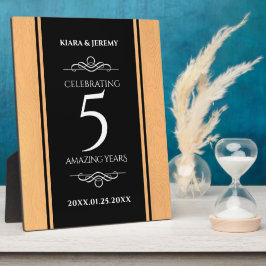 Placa Expositora Celebración del 5° Aniversario del Boda de Madera 