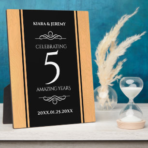 Placa Expositora Celebración del 5° Aniversario del Boda de Madera 