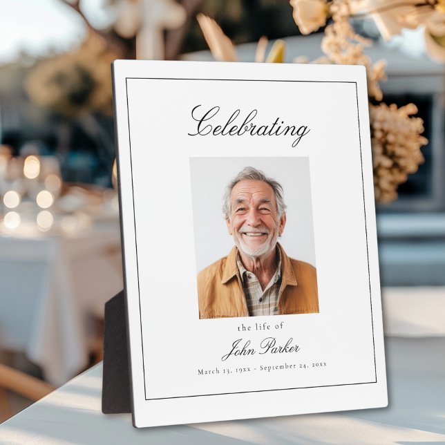 Placa Expositora "Celebrando la vida de" Foto Memorial Funeral ("Celebrating Life of" Photo Funeral Memorial Plaque)